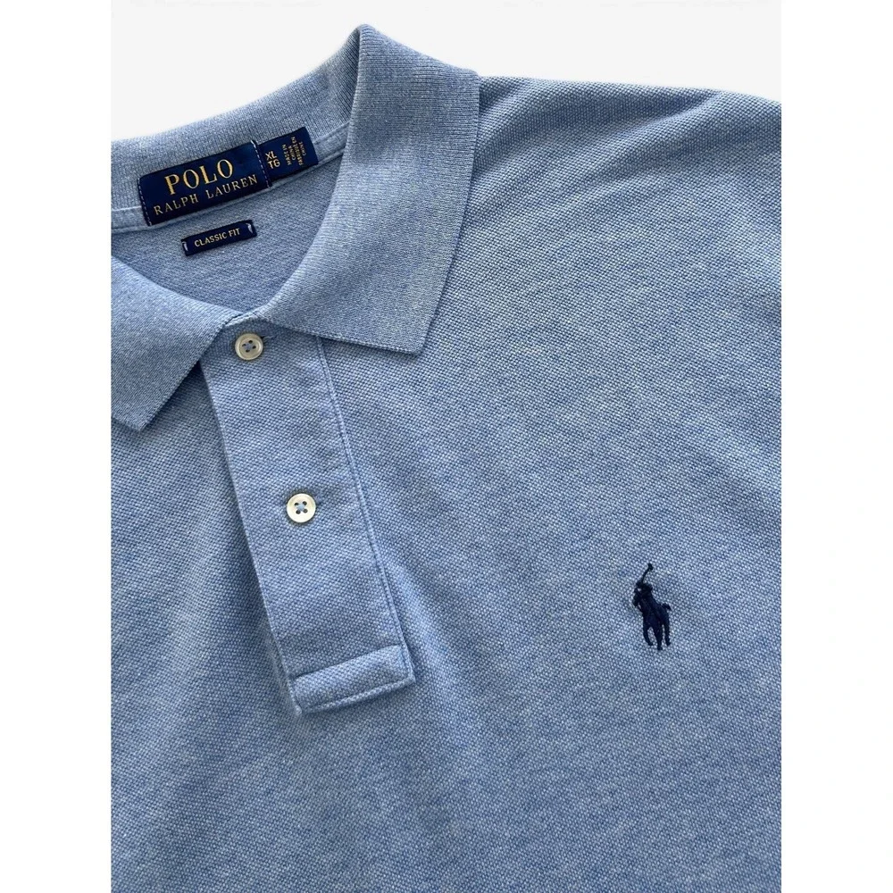 Polo by Ralph Lauren Men XL Blue Classic Fit 100% Cotton Mesh Knit Polo Shirt